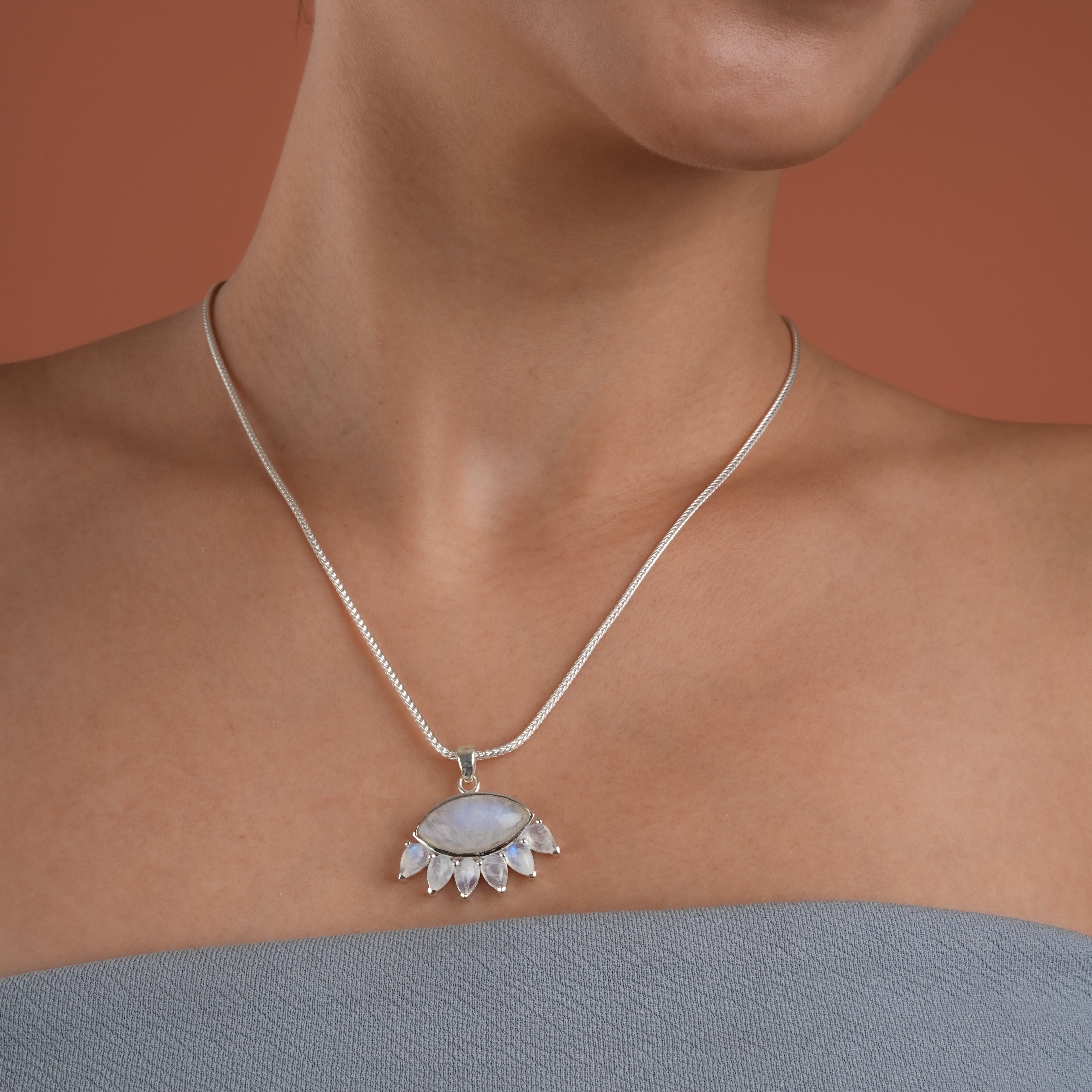 Moksha Moonstone Evil Eye Pendant