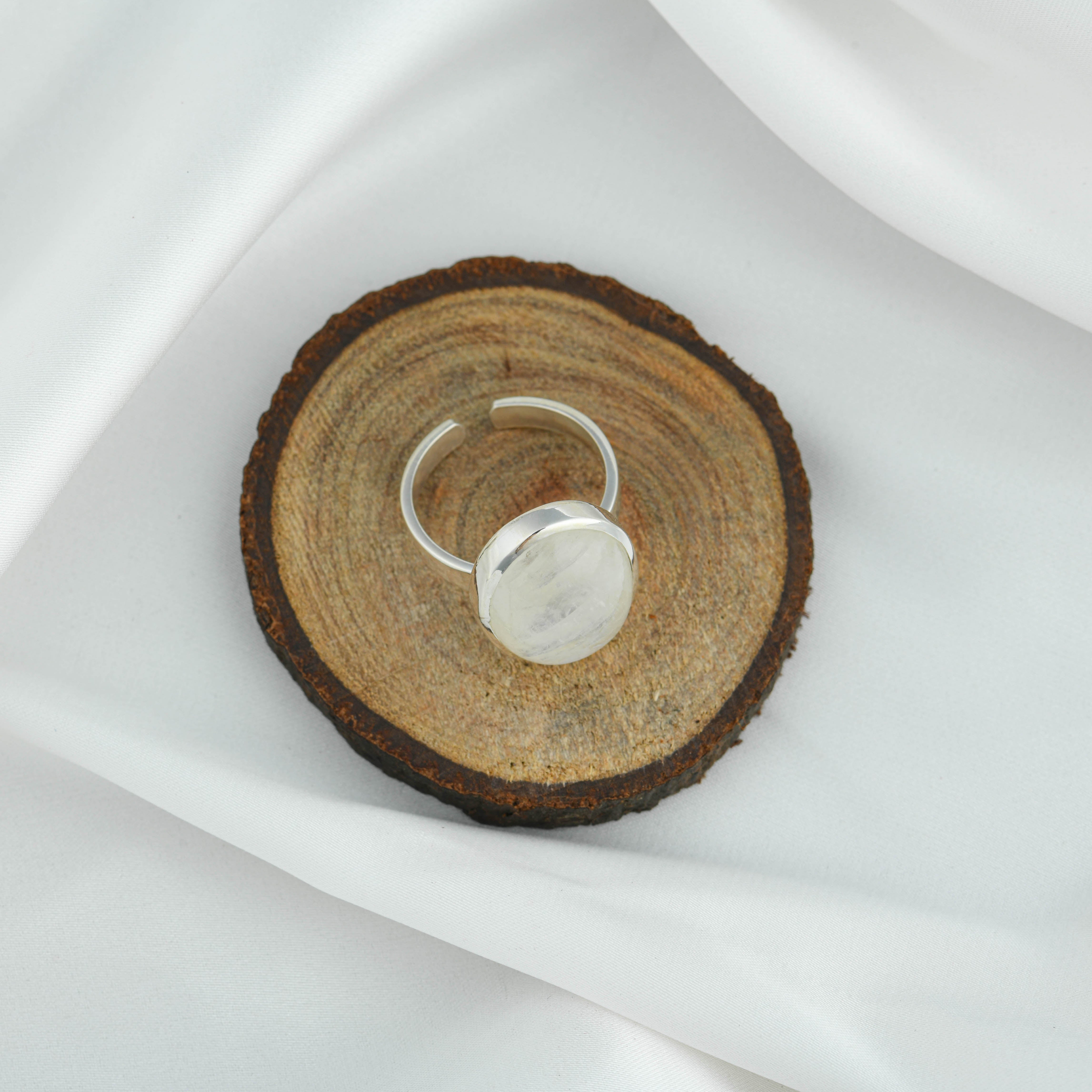 Oval Moonstone Silver Ring