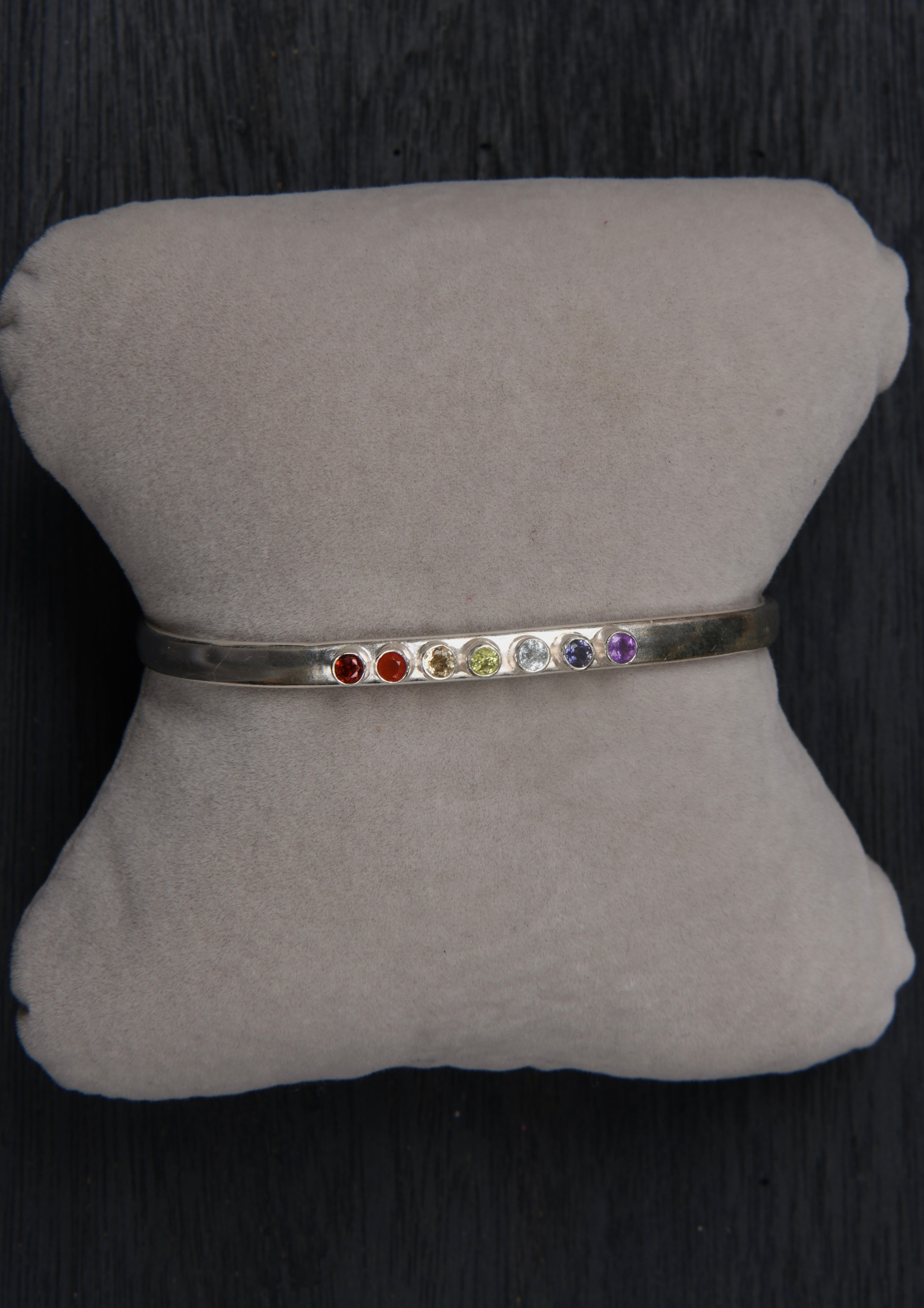 Chakra Silver Bangle