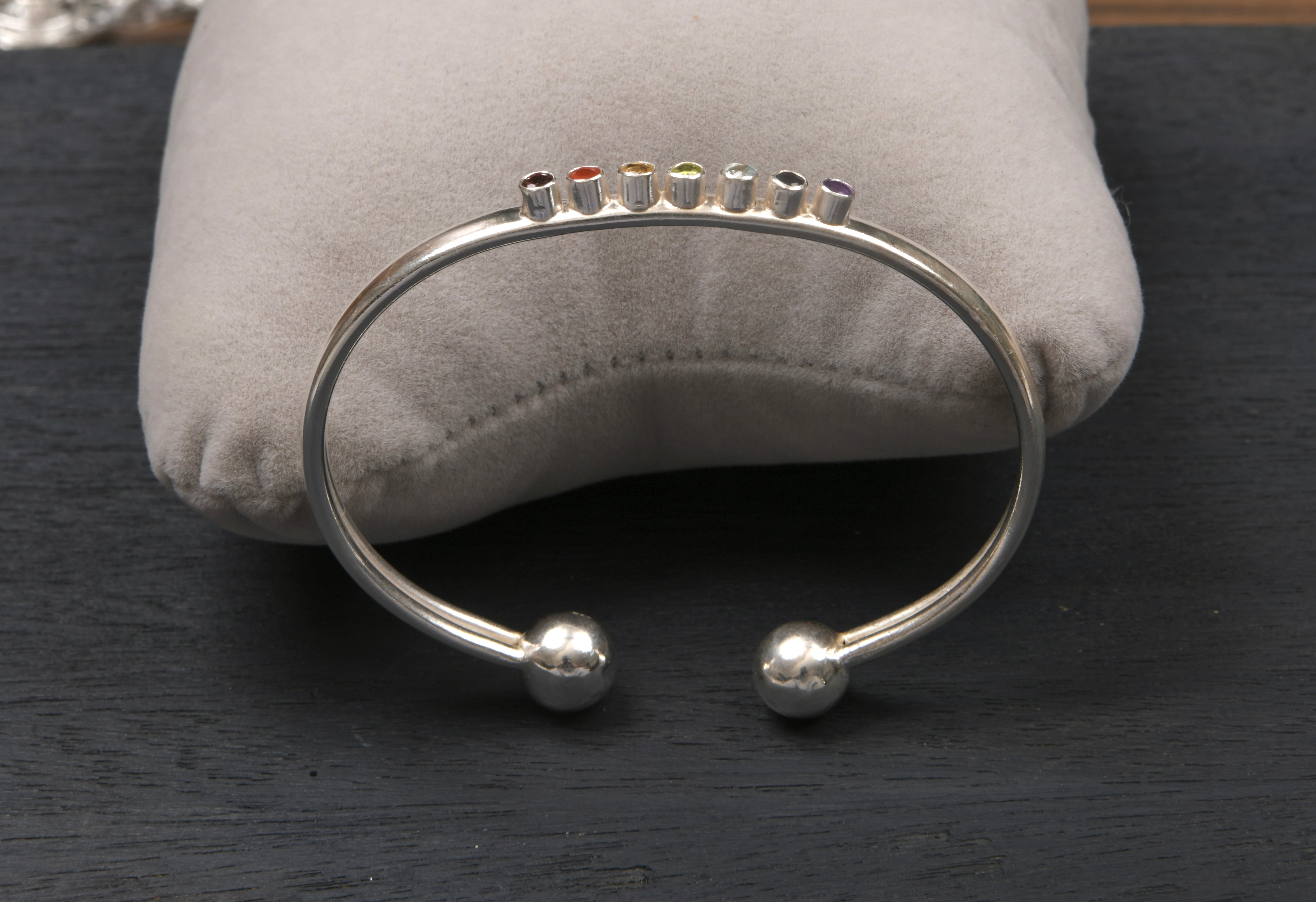 Chakra Silver Bangle