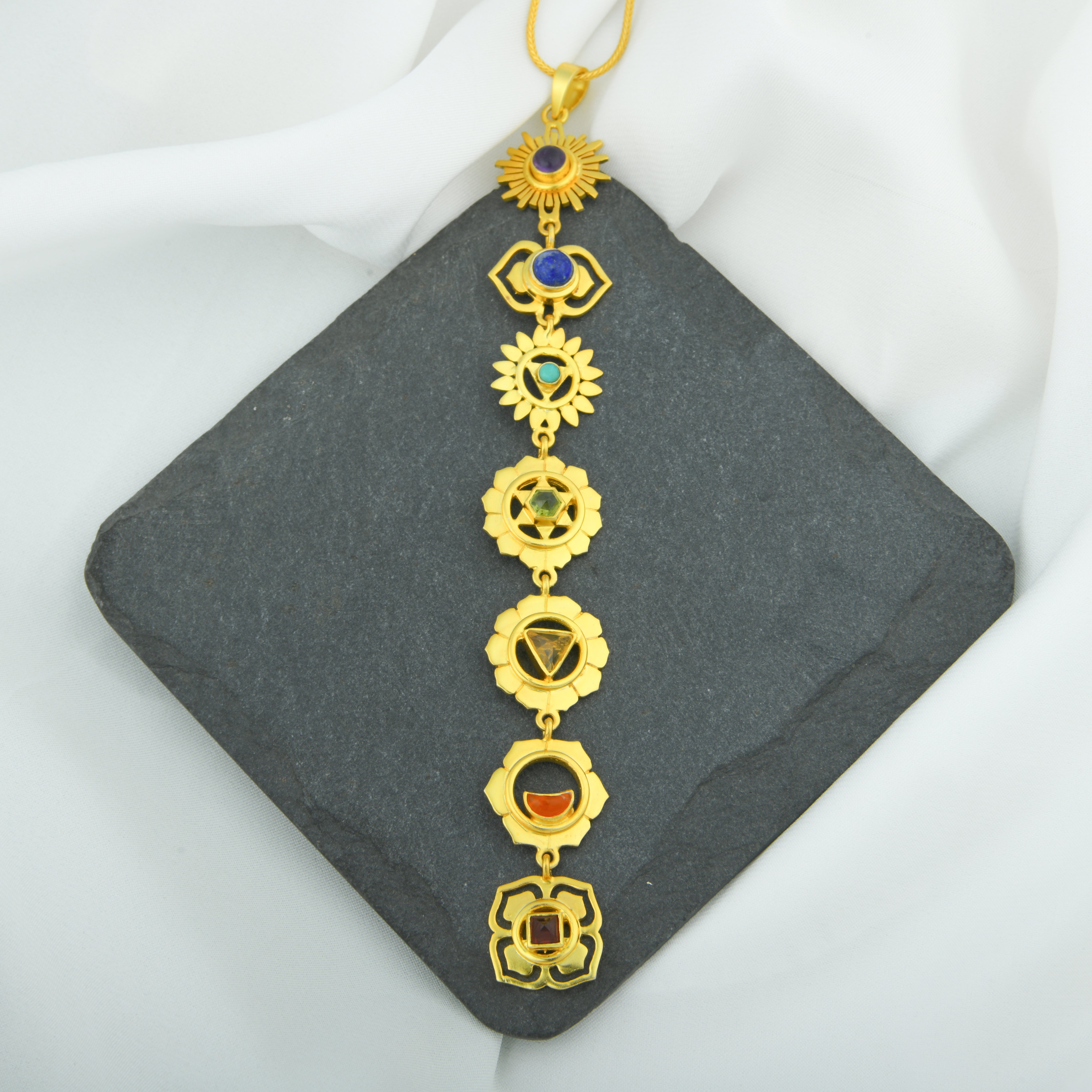 'Balance Your Life' Gold-Plated Seven Chakra Pendant
