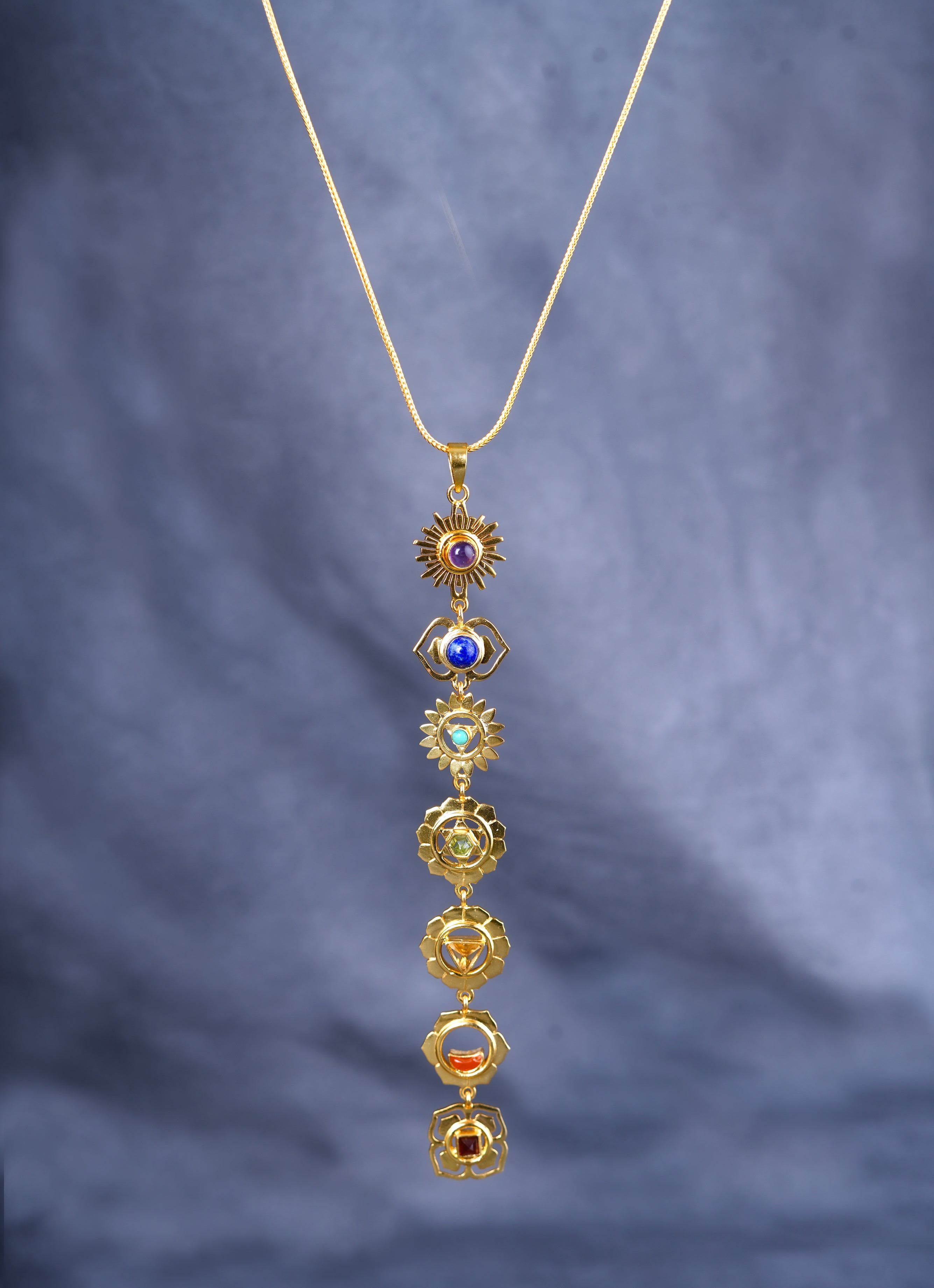 'Balance Your Life' Gold-Plated Seven Chakra Pendant
