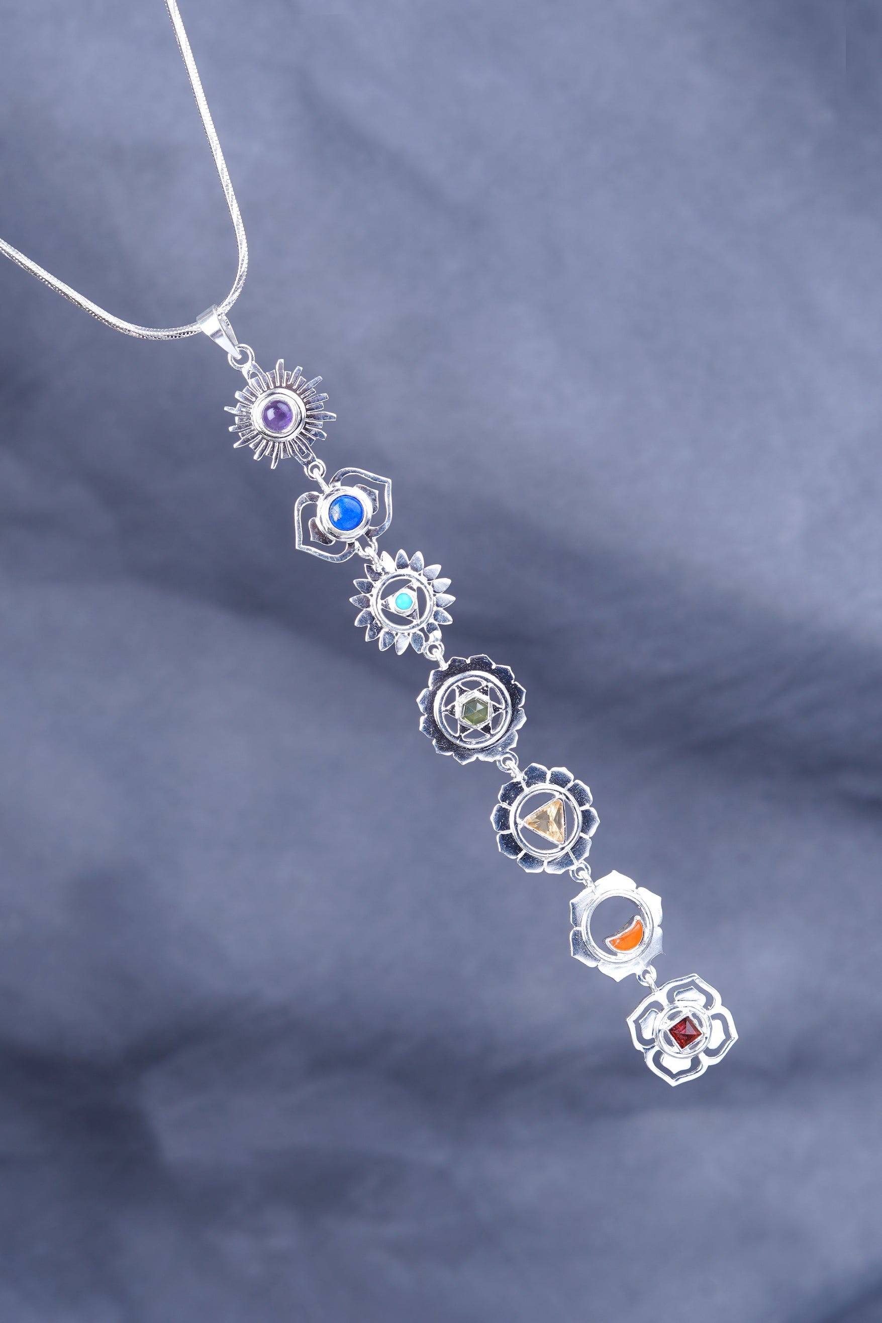 'Balance Your Life' Silver Seven Chakra Pendant