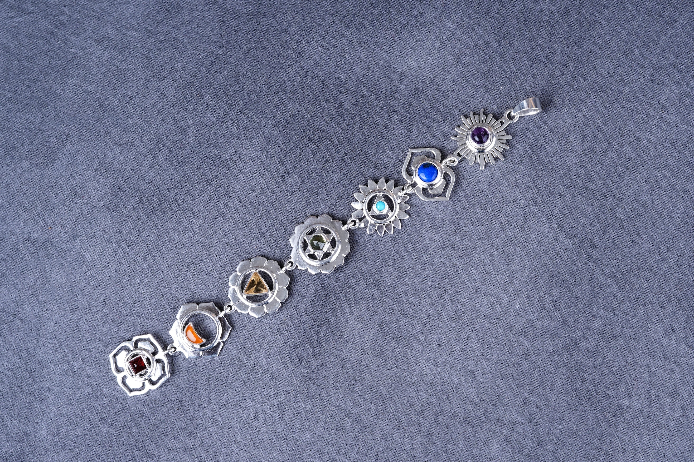 'Balance Your Life' Silver Seven Chakra Pendant