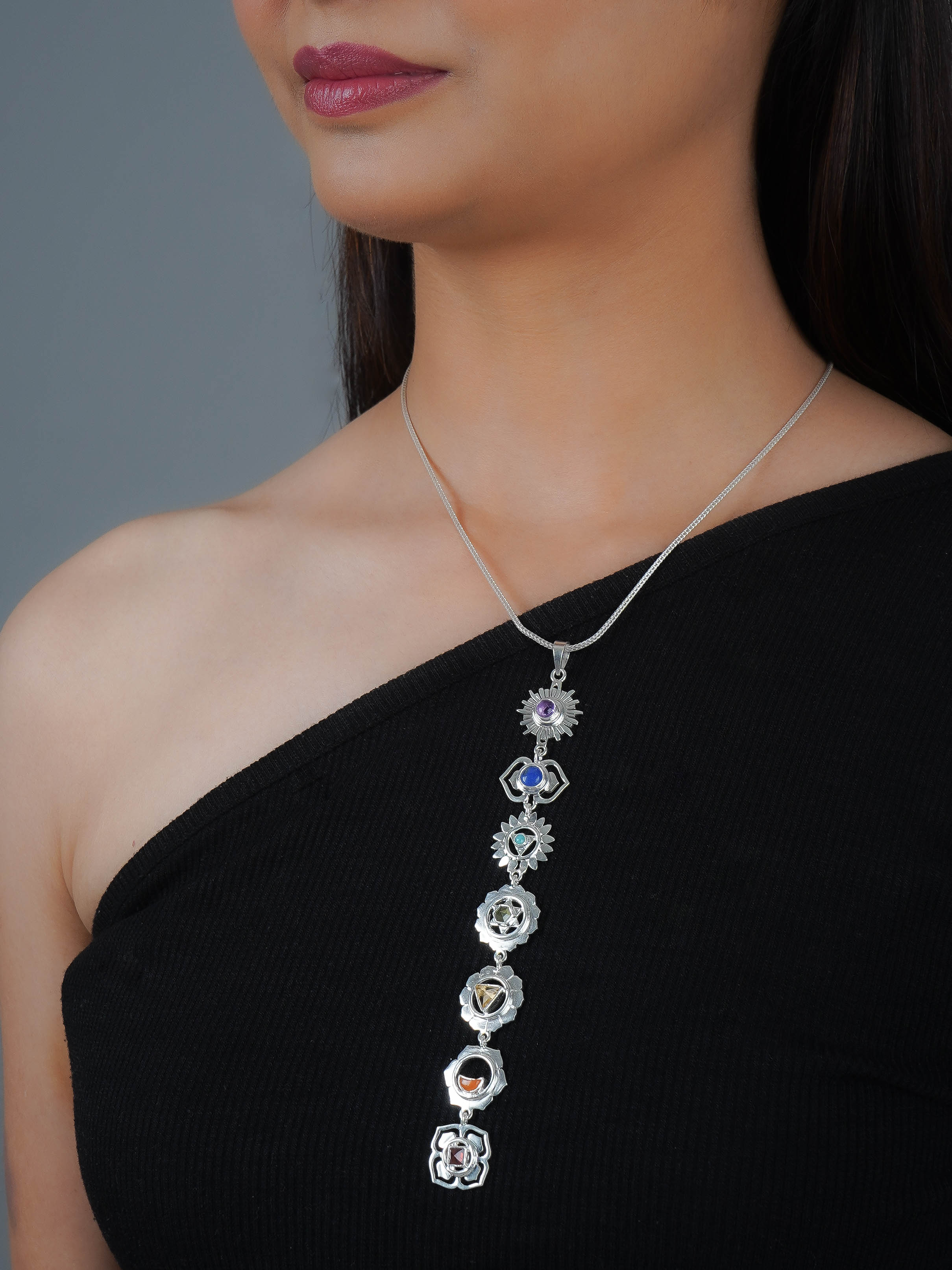 'Balance Your Life' Silver Seven Chakra Pendant