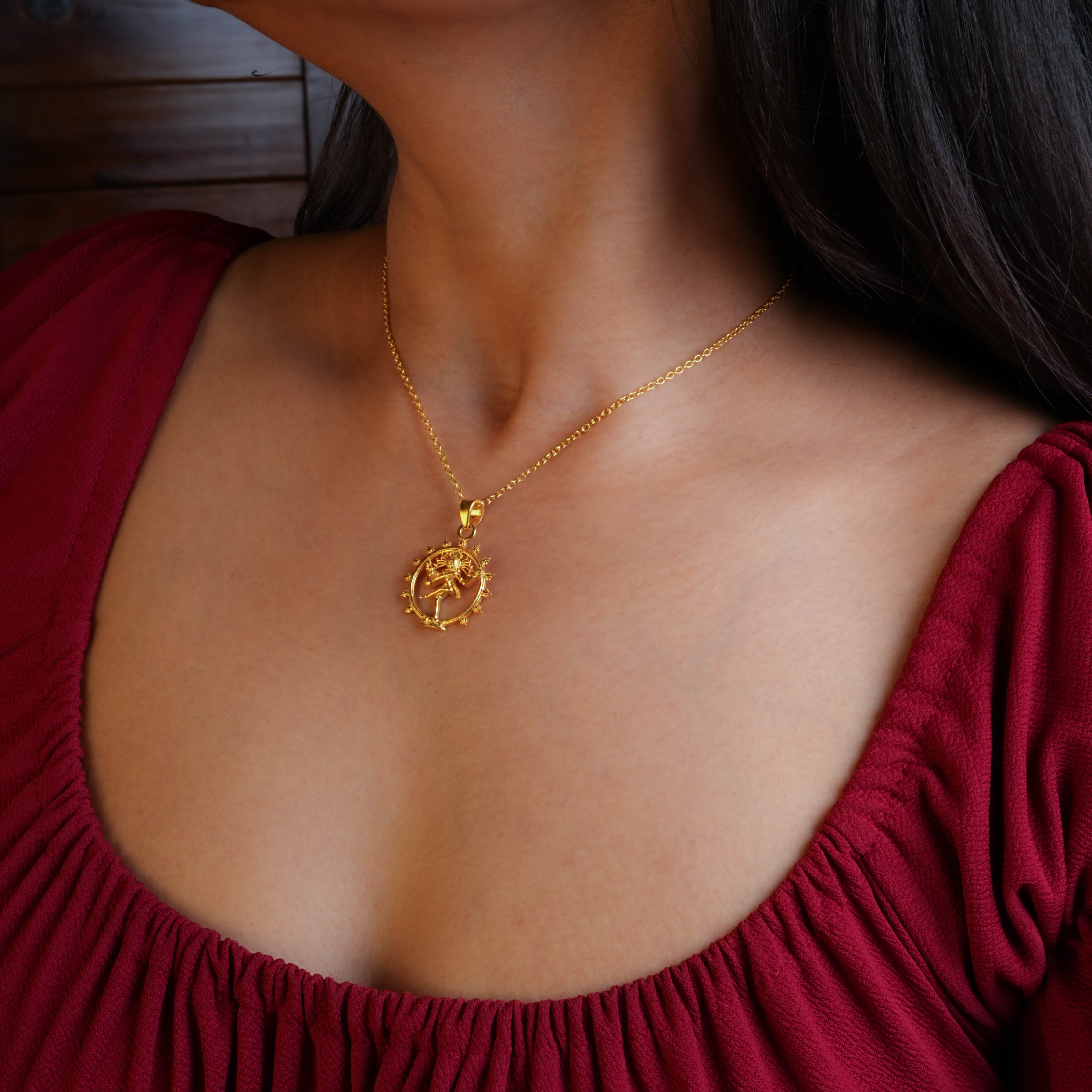 Cosmic Dance Natraja Gold Plated Silver Pendant