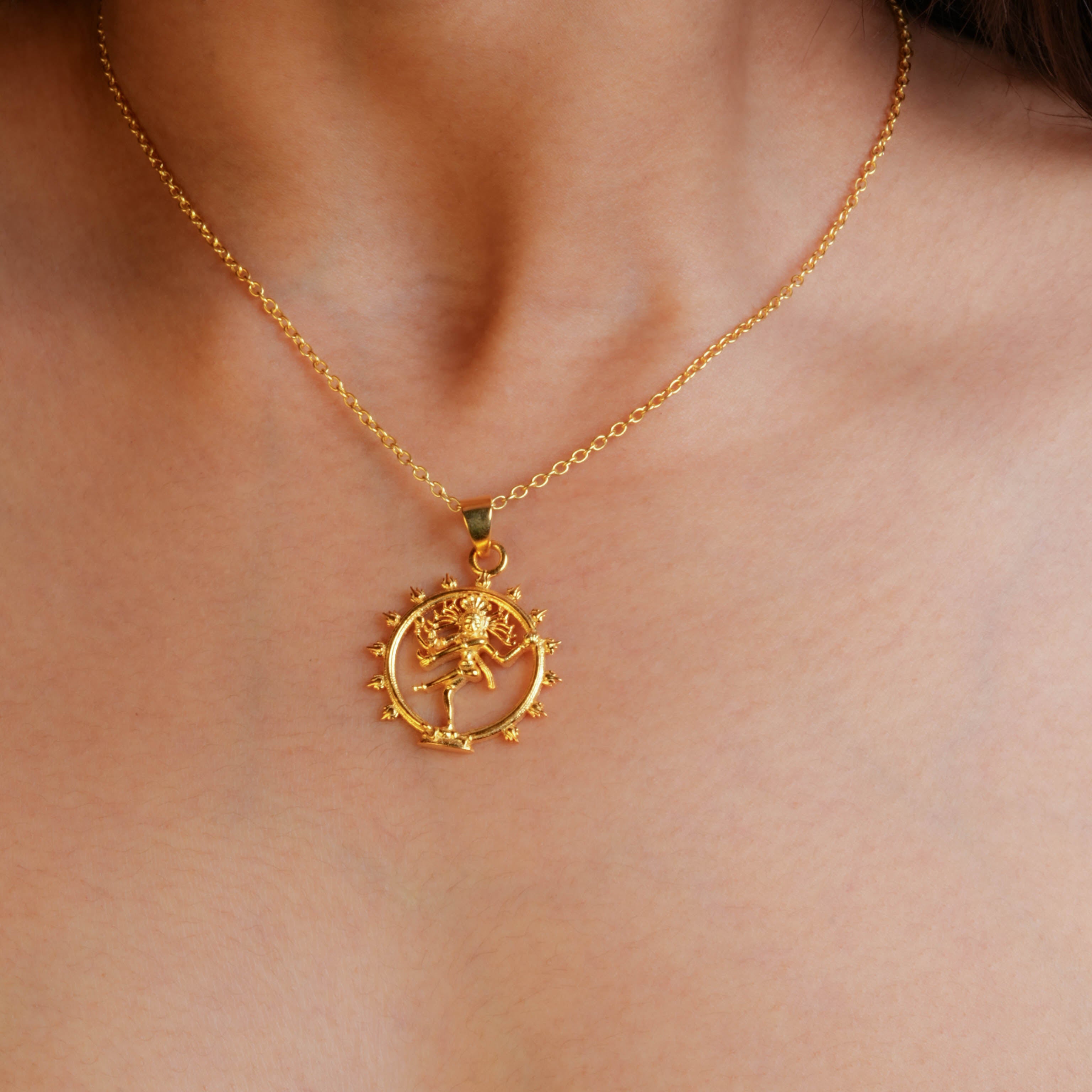Cosmic Dance Natraja Gold Plated Silver Pendant