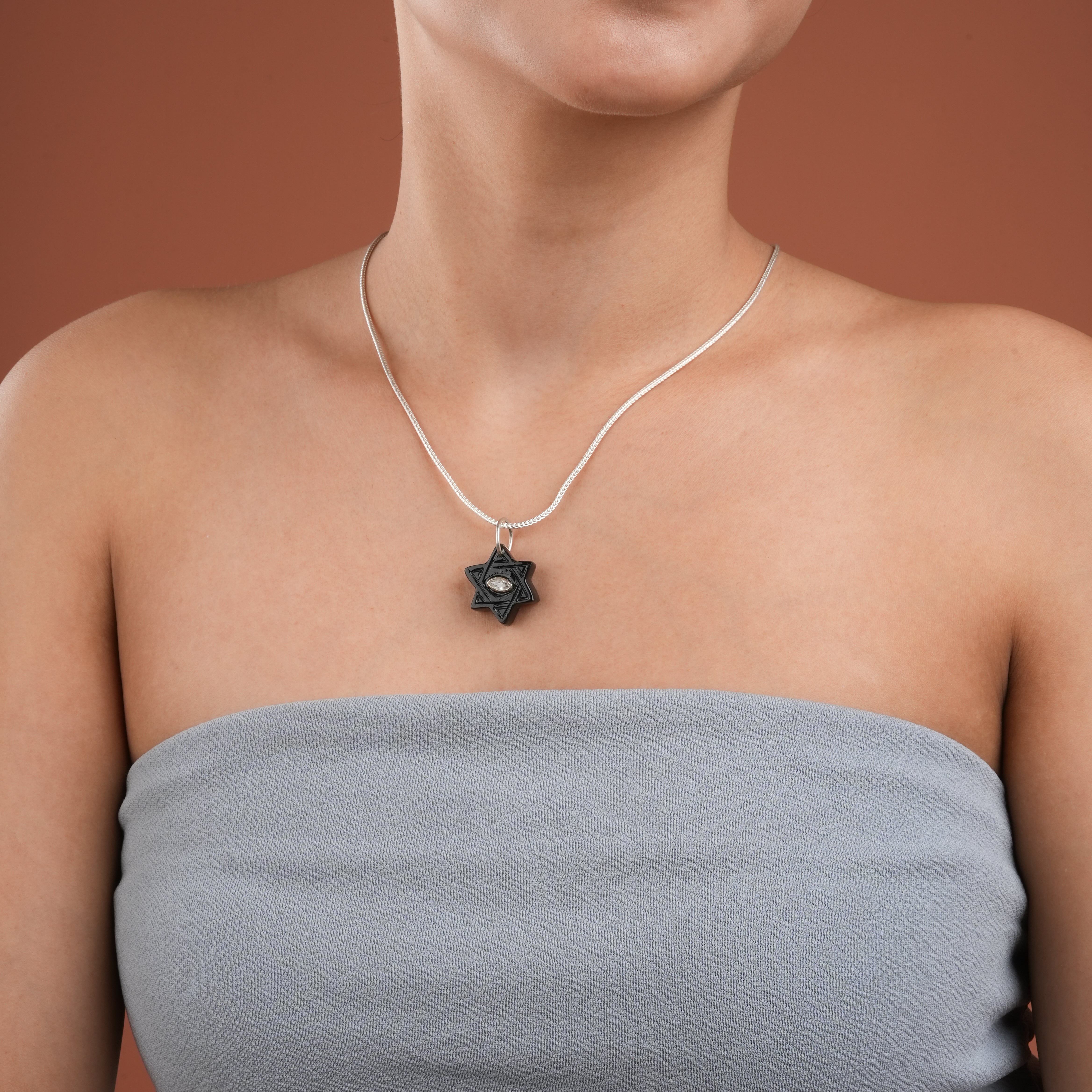 Evil Eye Black Onyx Star Pendant