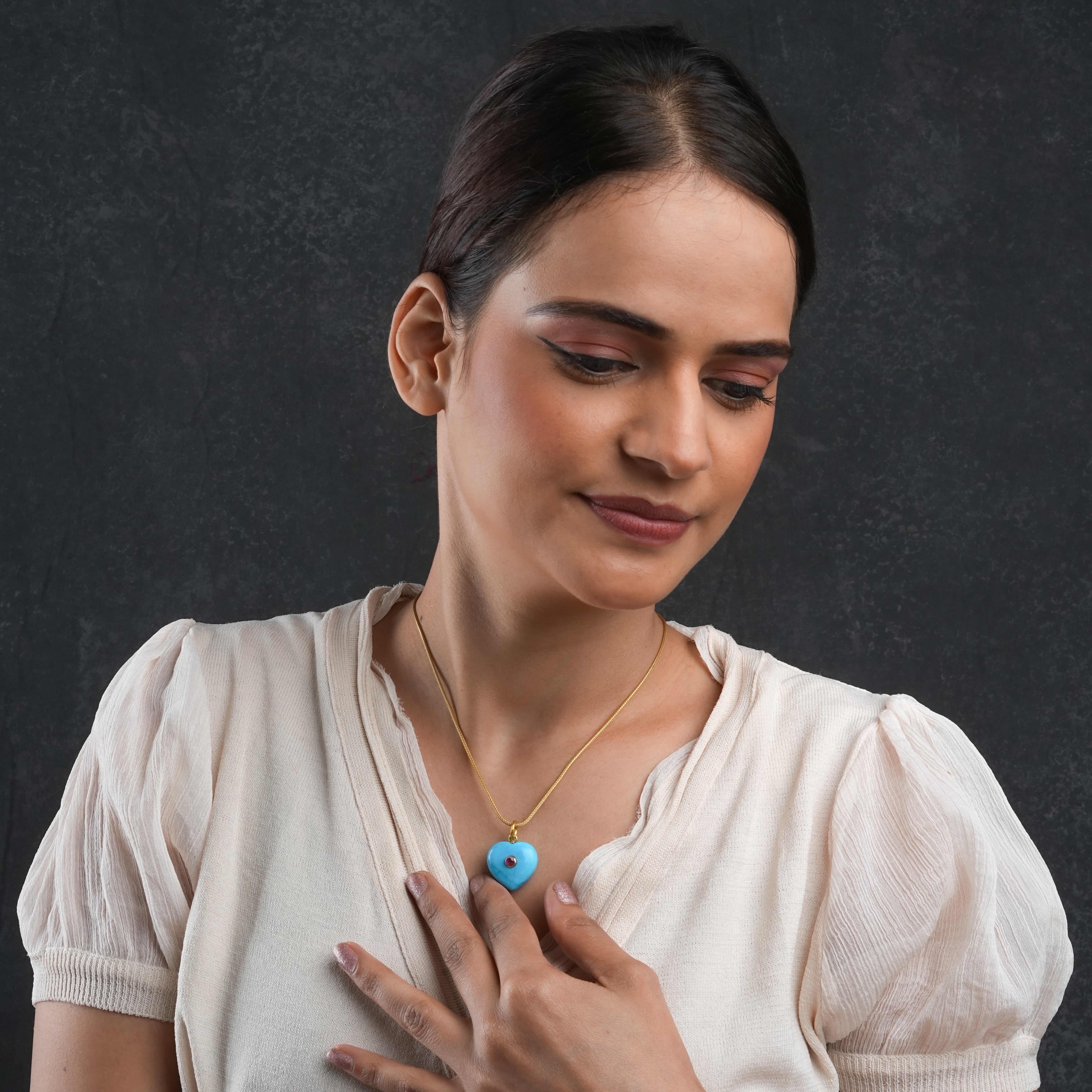 Evil Eye Turquoise Heart Pendant