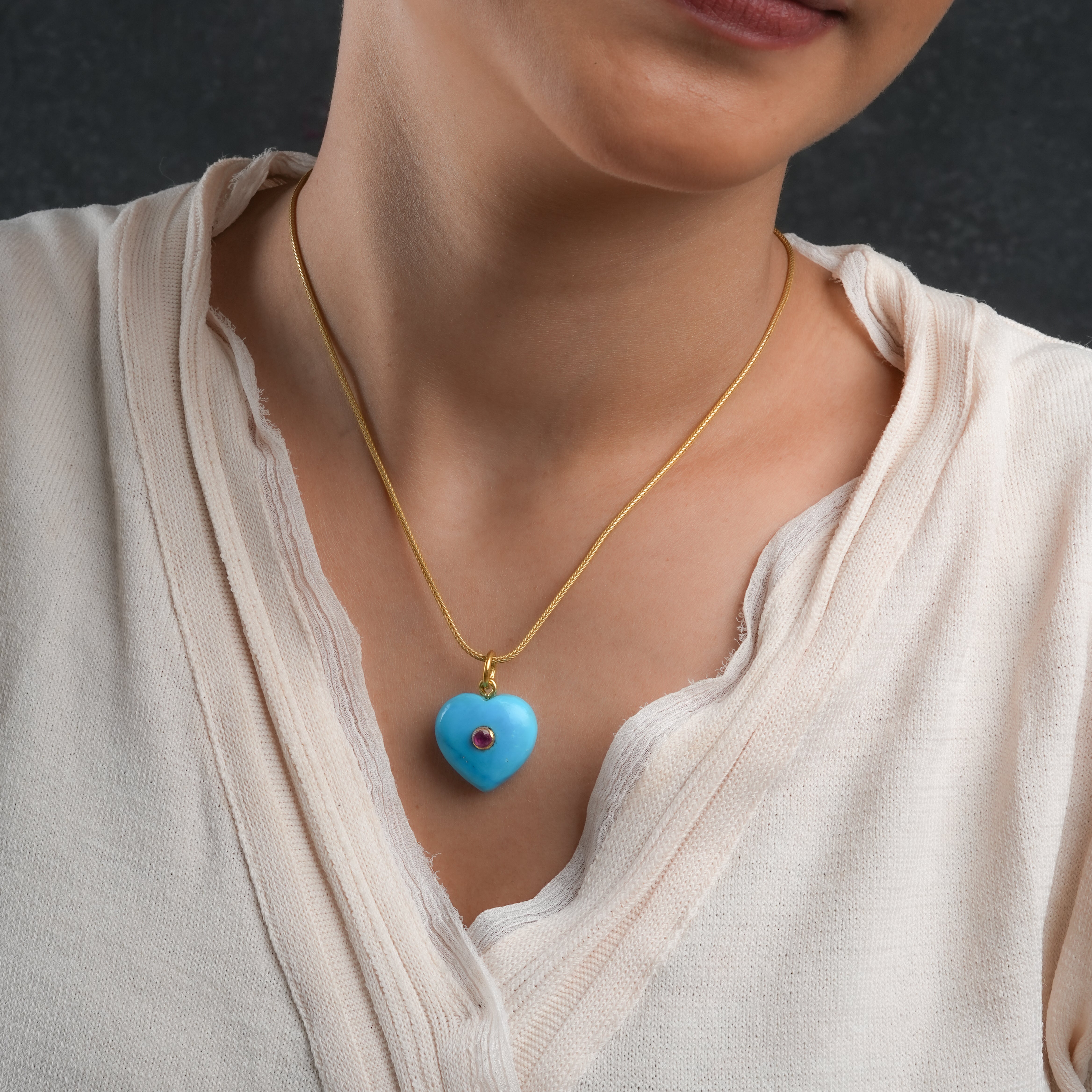 Evil Eye Turquoise Heart Pendant