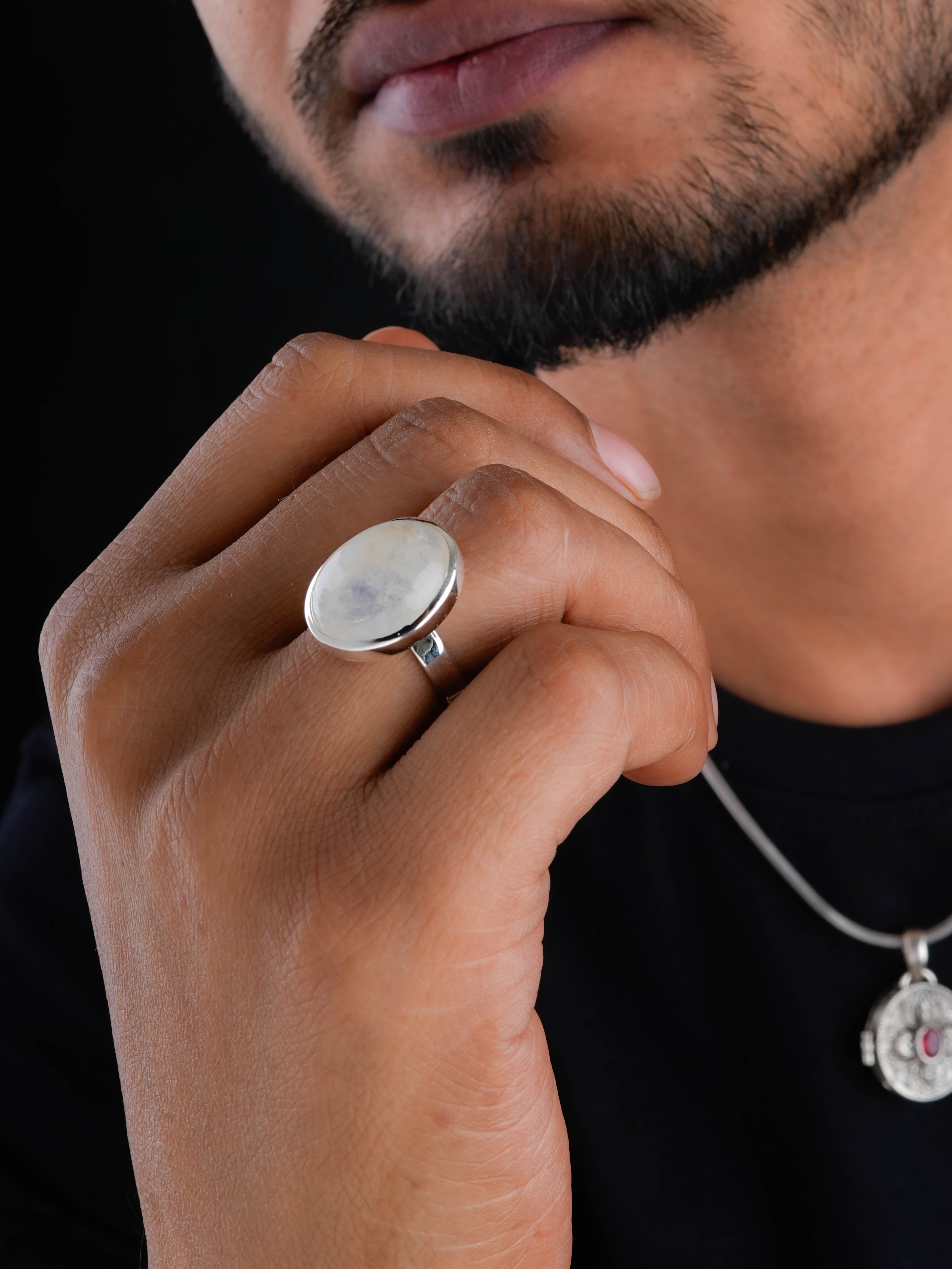 Oval Moonstone Silver Ring