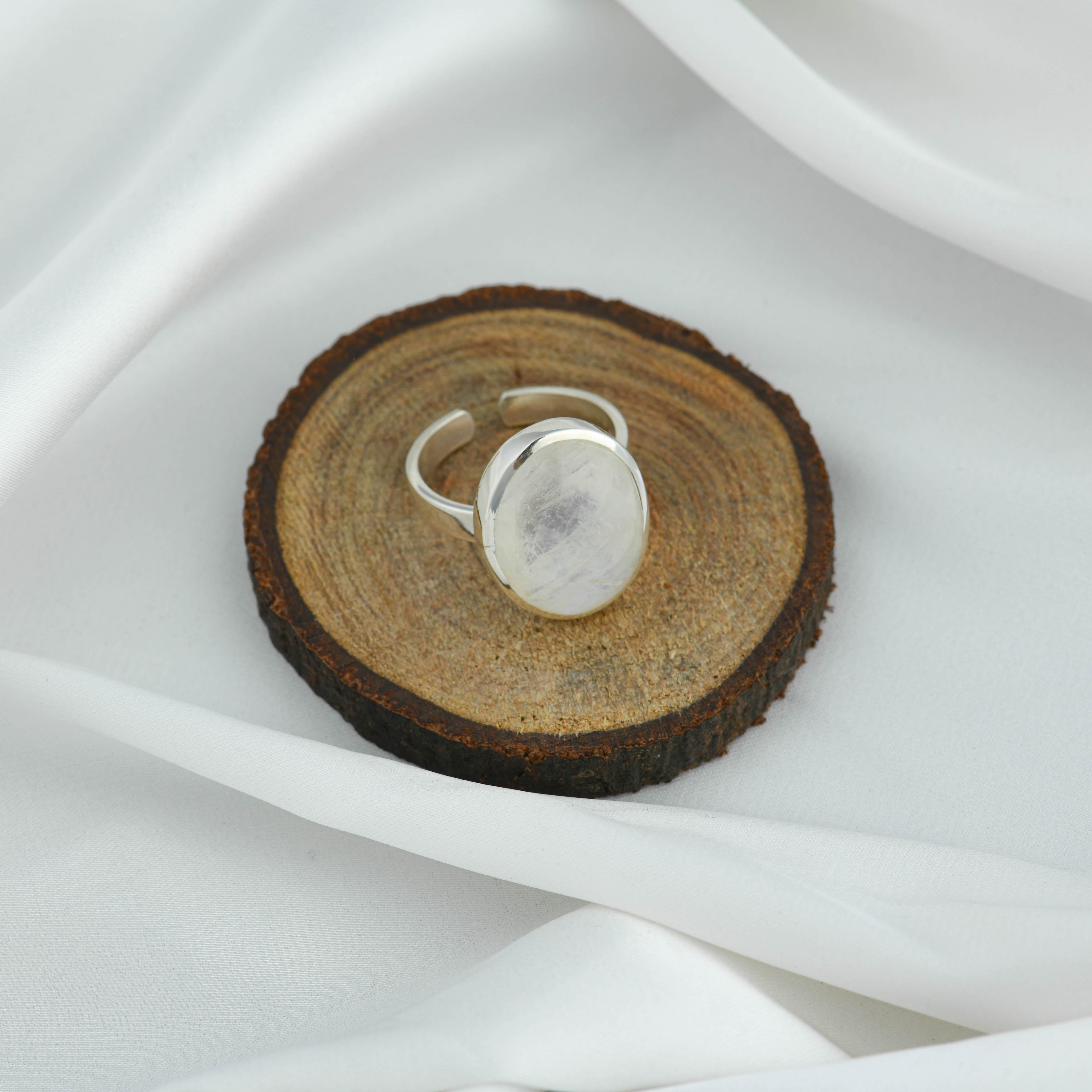 Oval Moonstone Silver Ring