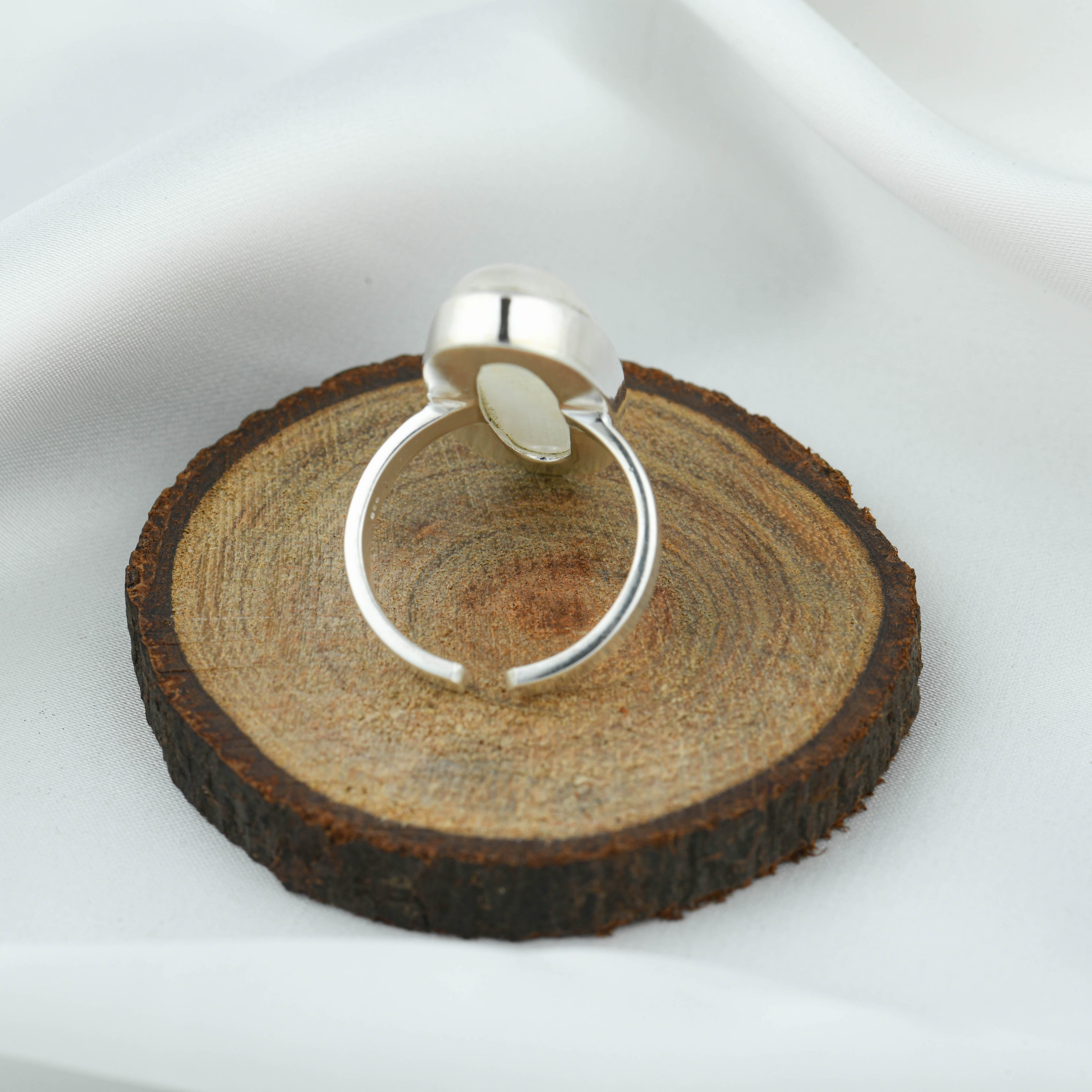 Oblong Moonstone Silver Ring