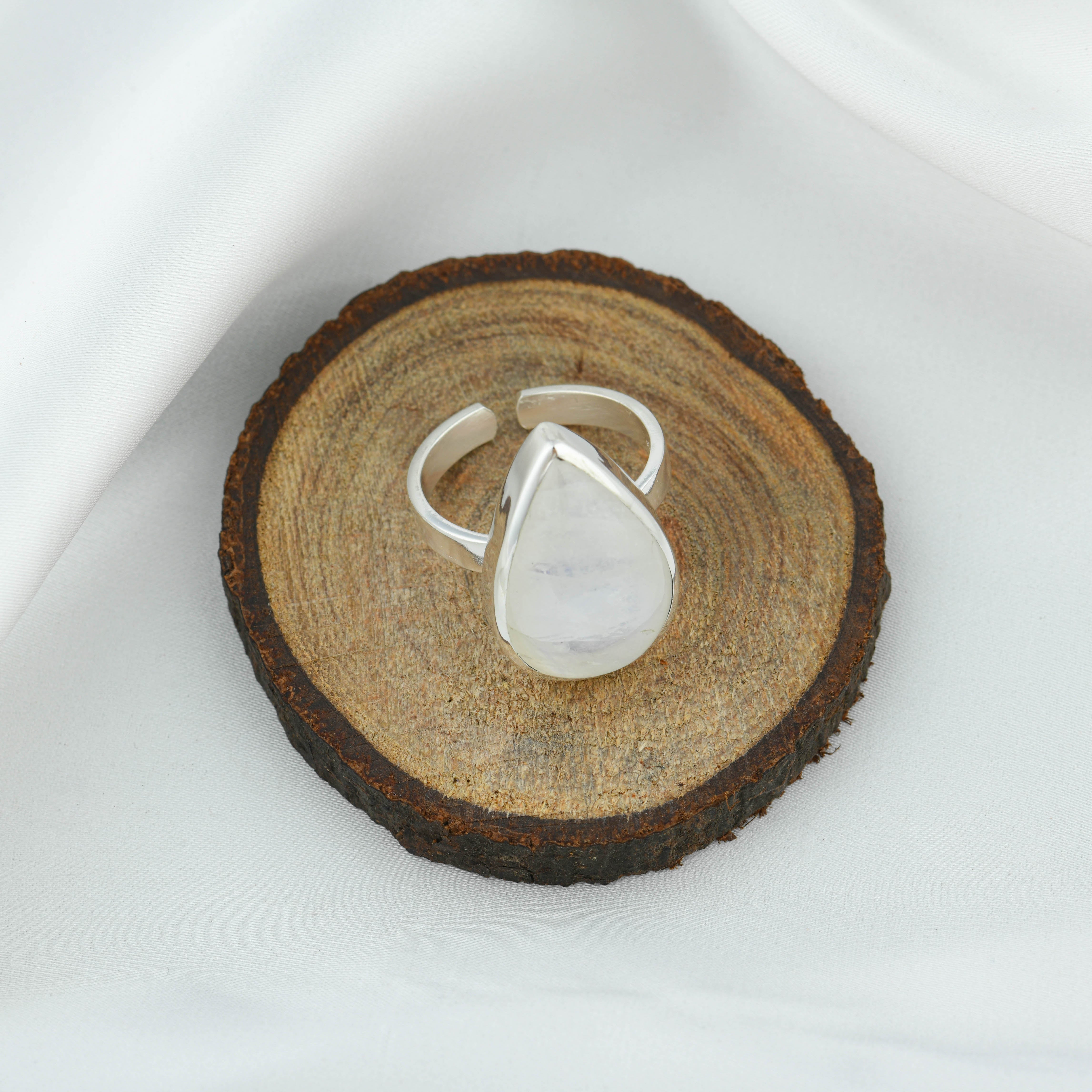 Moonstone Droplet Ring