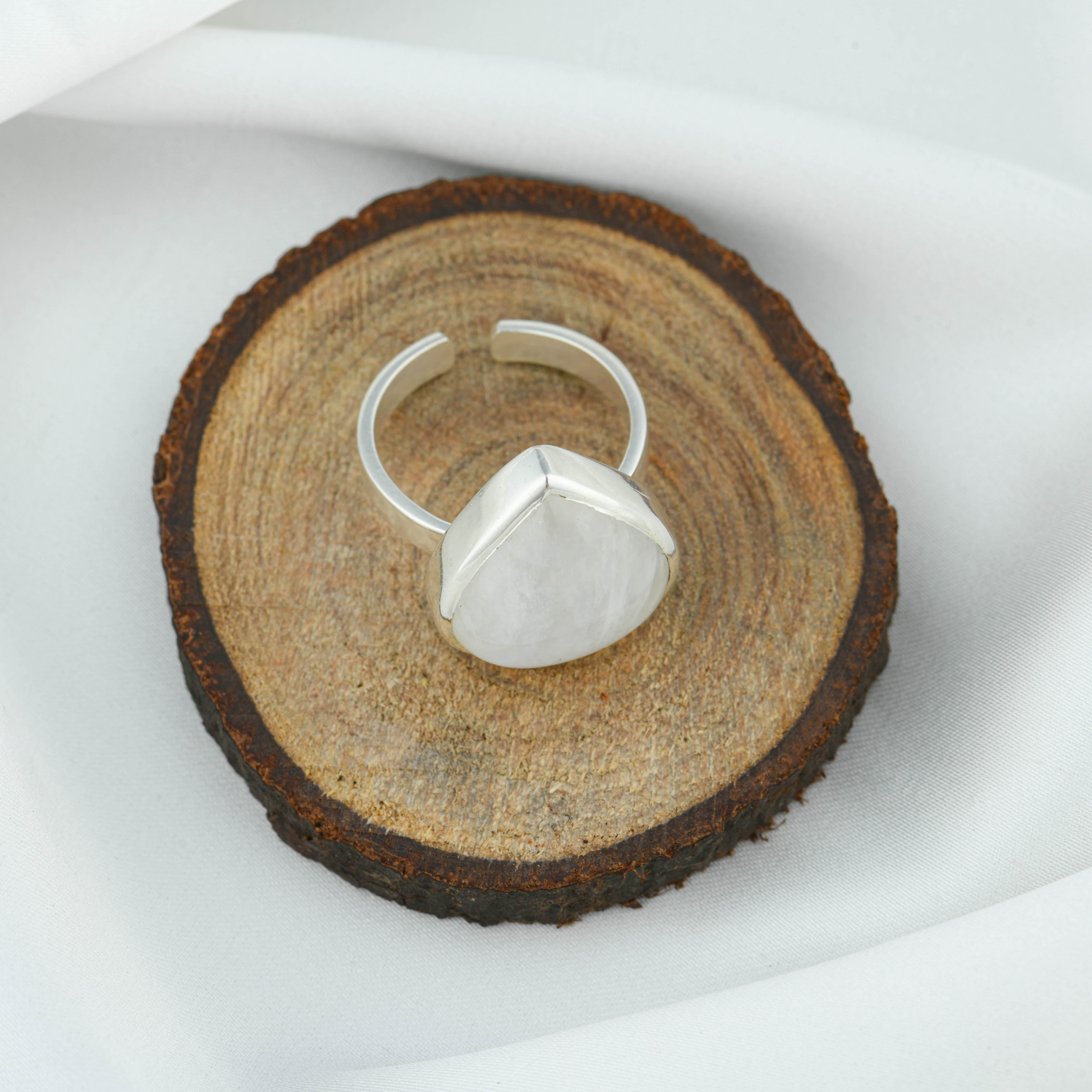 Moonstone Drop Silver Ring