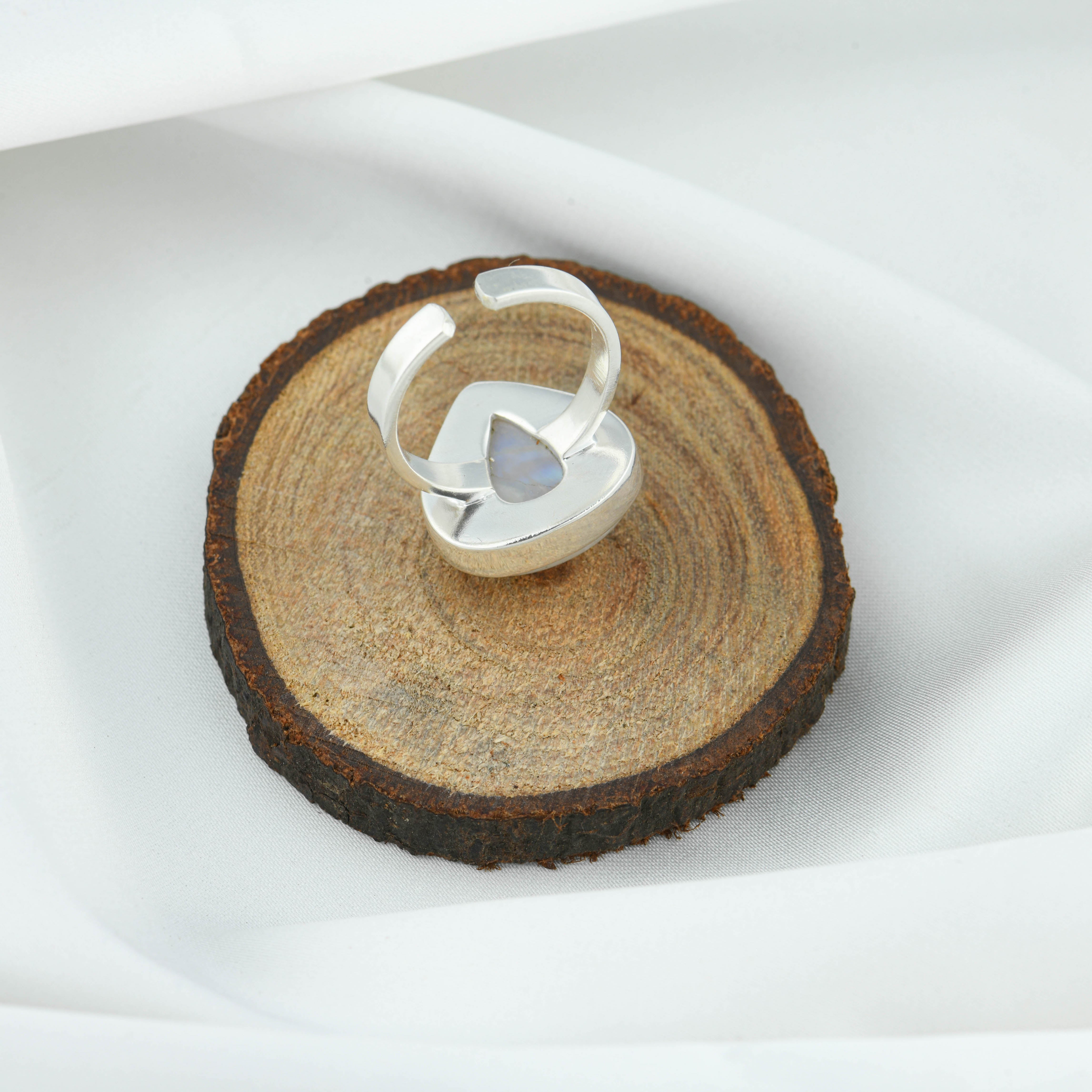 Moonstone Drop Silver Ring