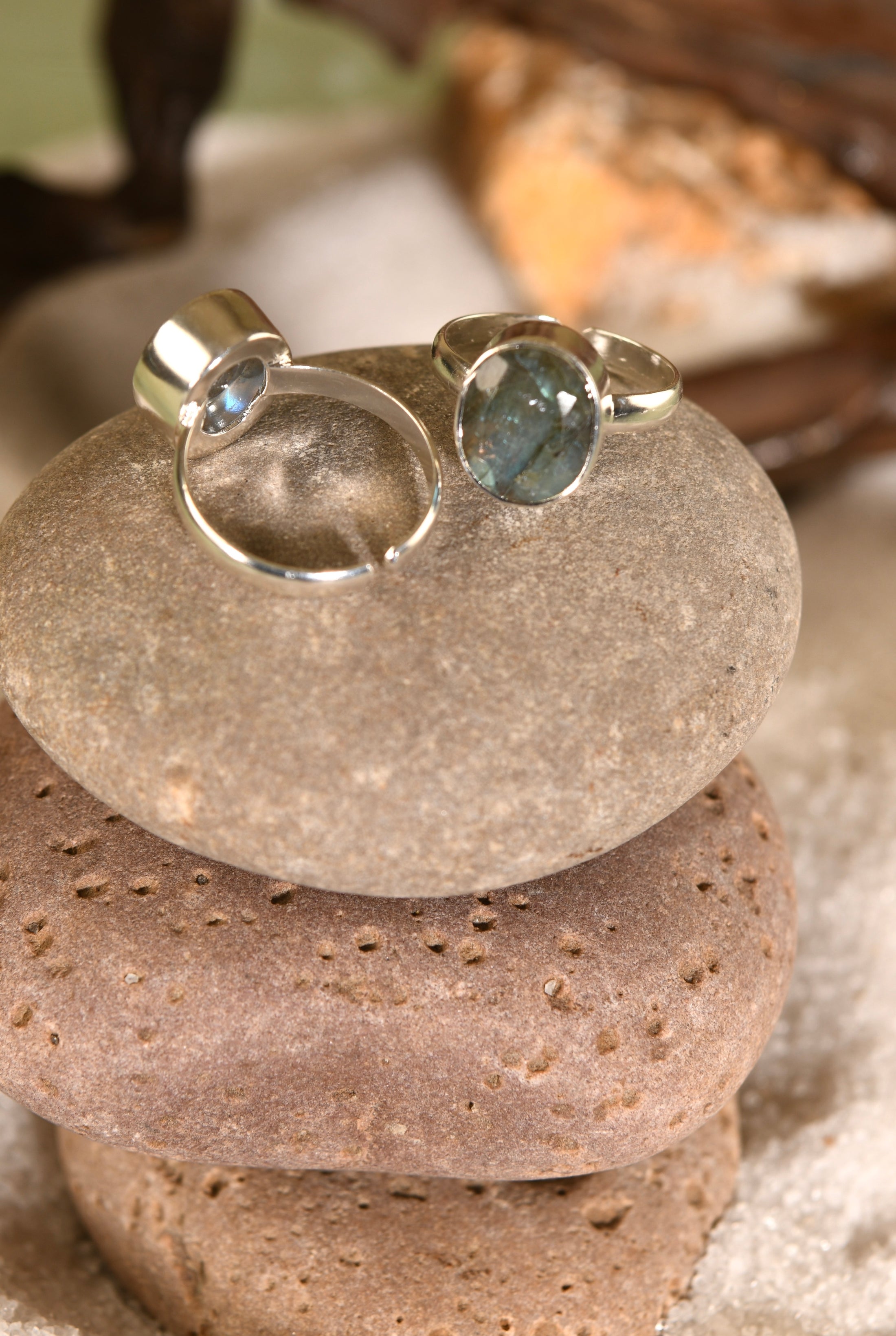 Labradorite Silver Adjustable Ring