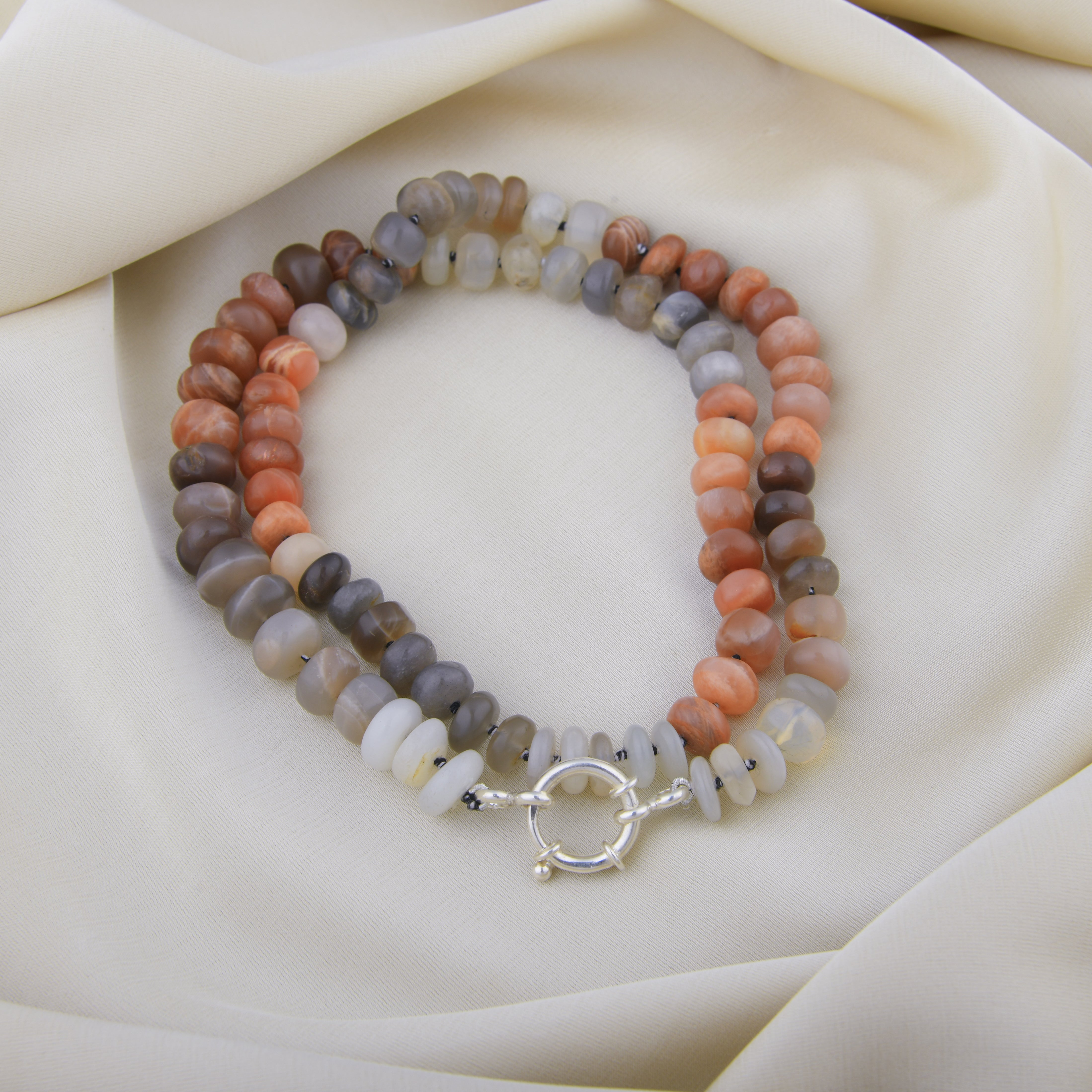 Semiprecious Moonstone Hand Knotted Necklace