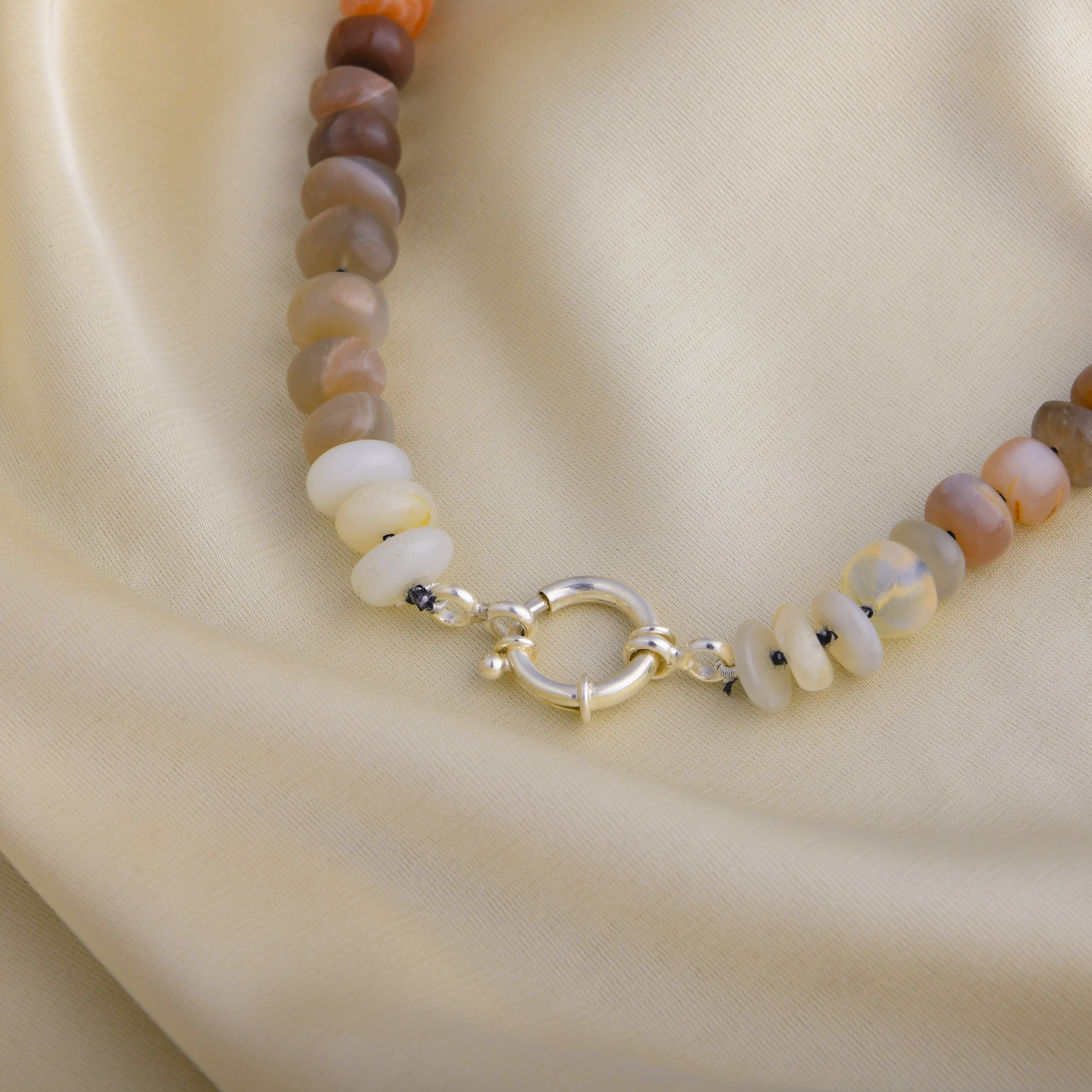 Semiprecious Moonstone Hand Knotted Necklace