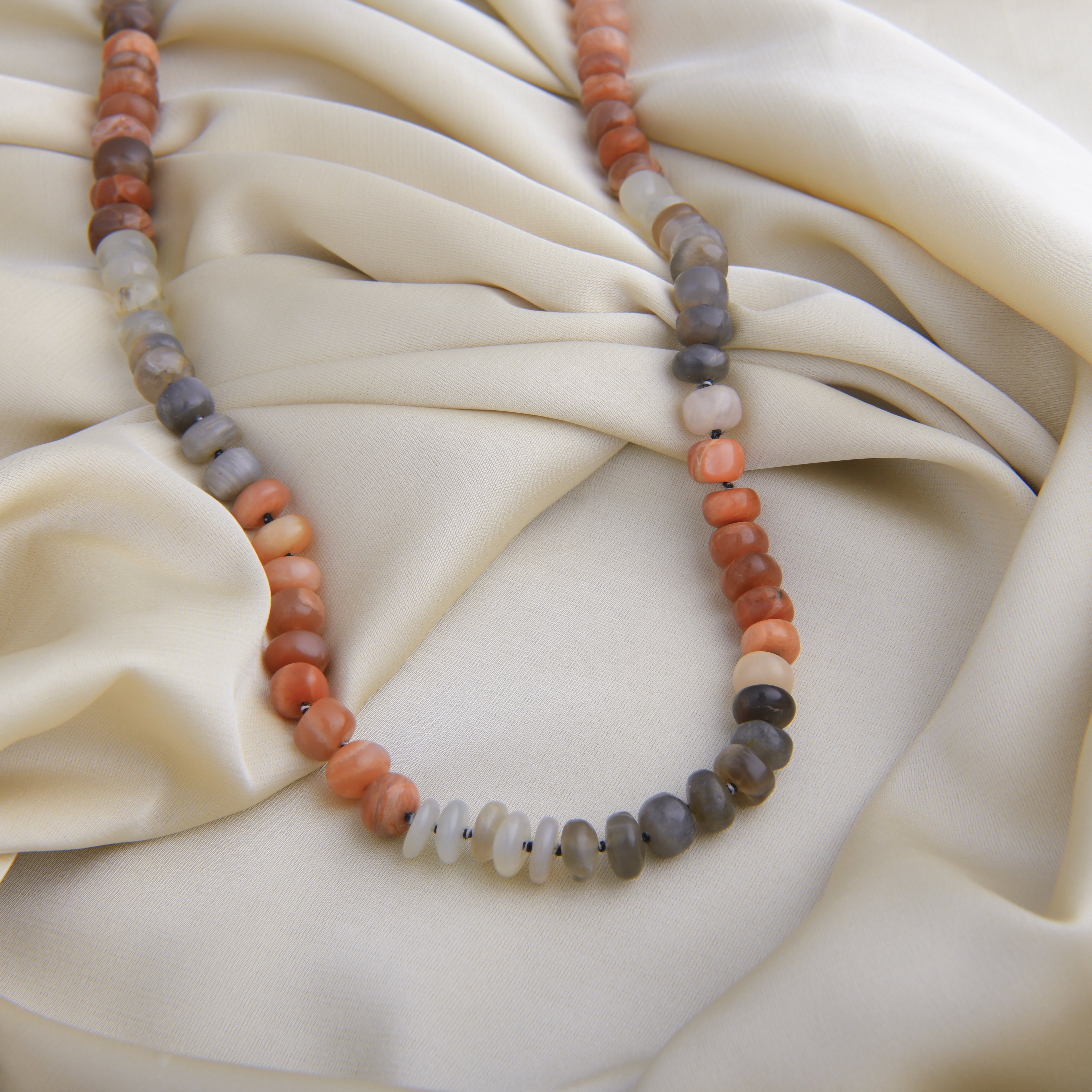 Semiprecious Moonstone Hand Knotted Necklace