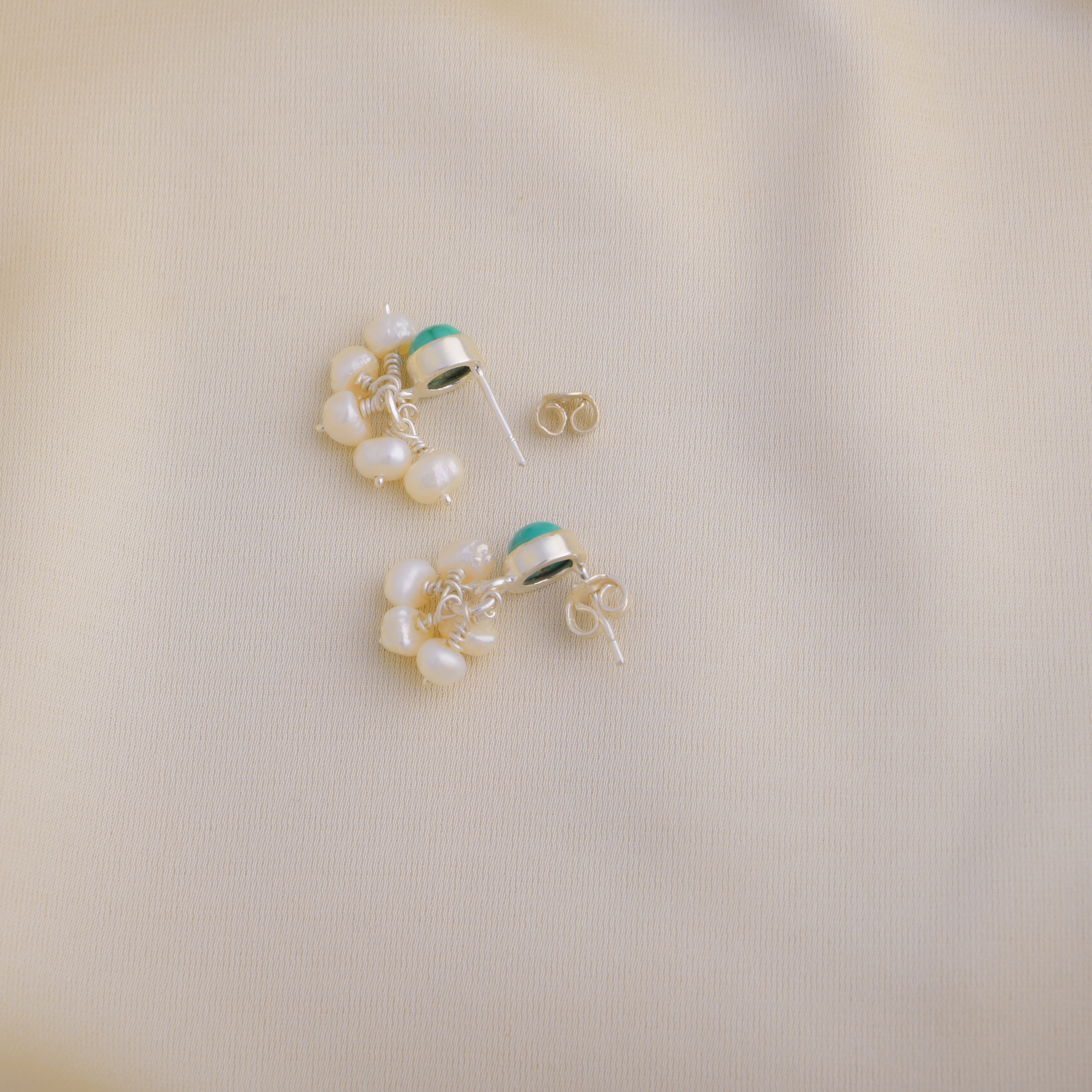 Malachite Pearl Silver Studs