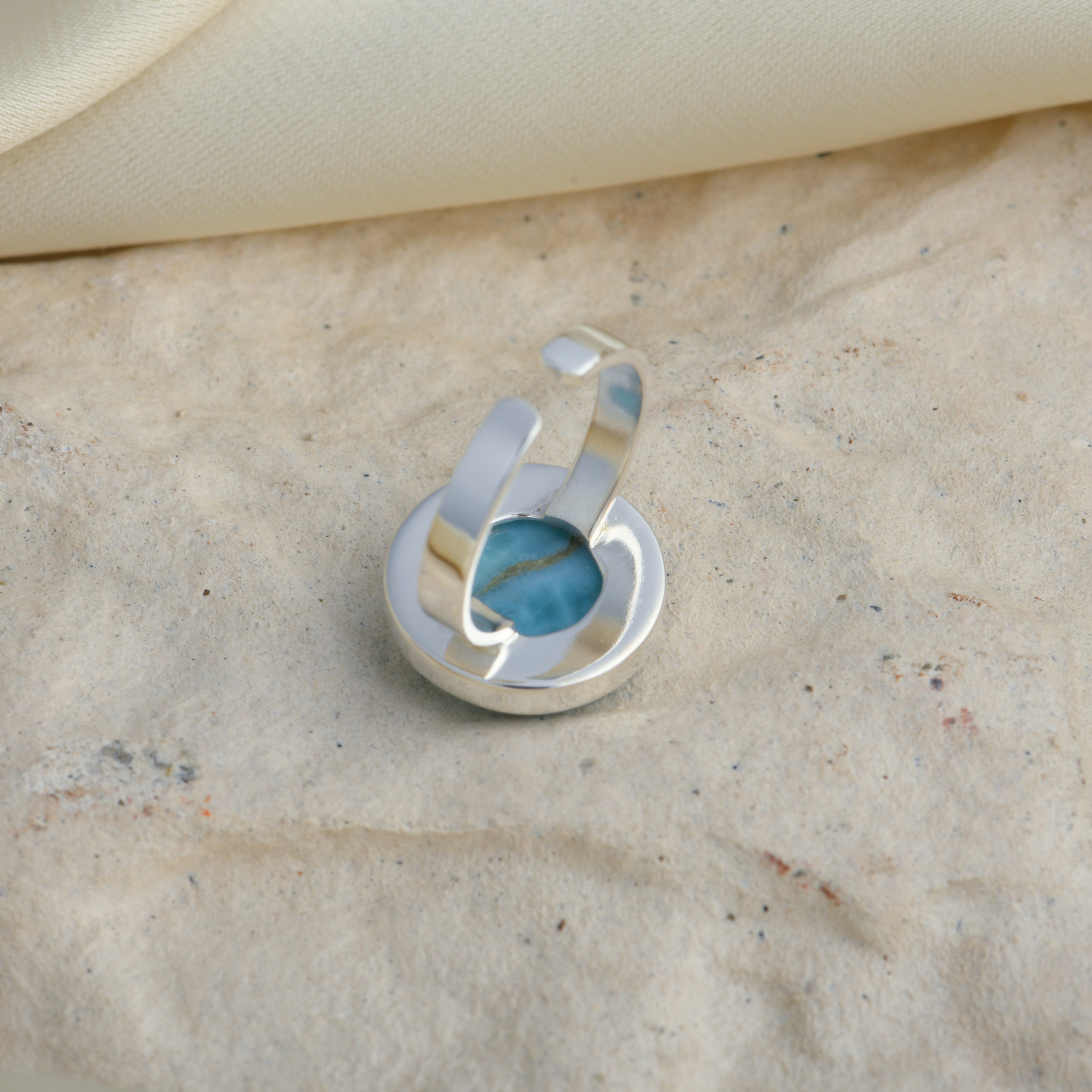 Round Larimar Silver Ring