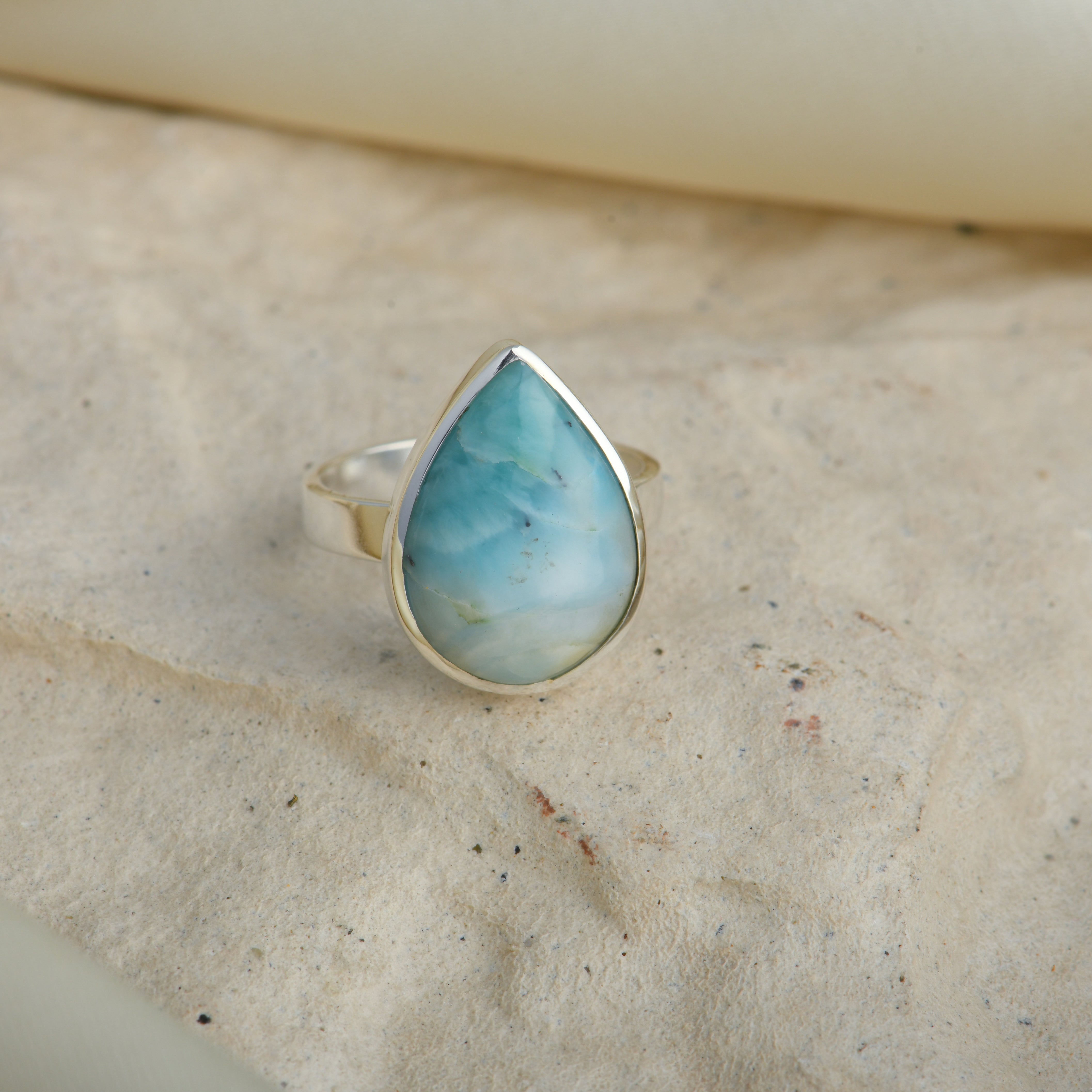 Larimar Drop Silver Ring