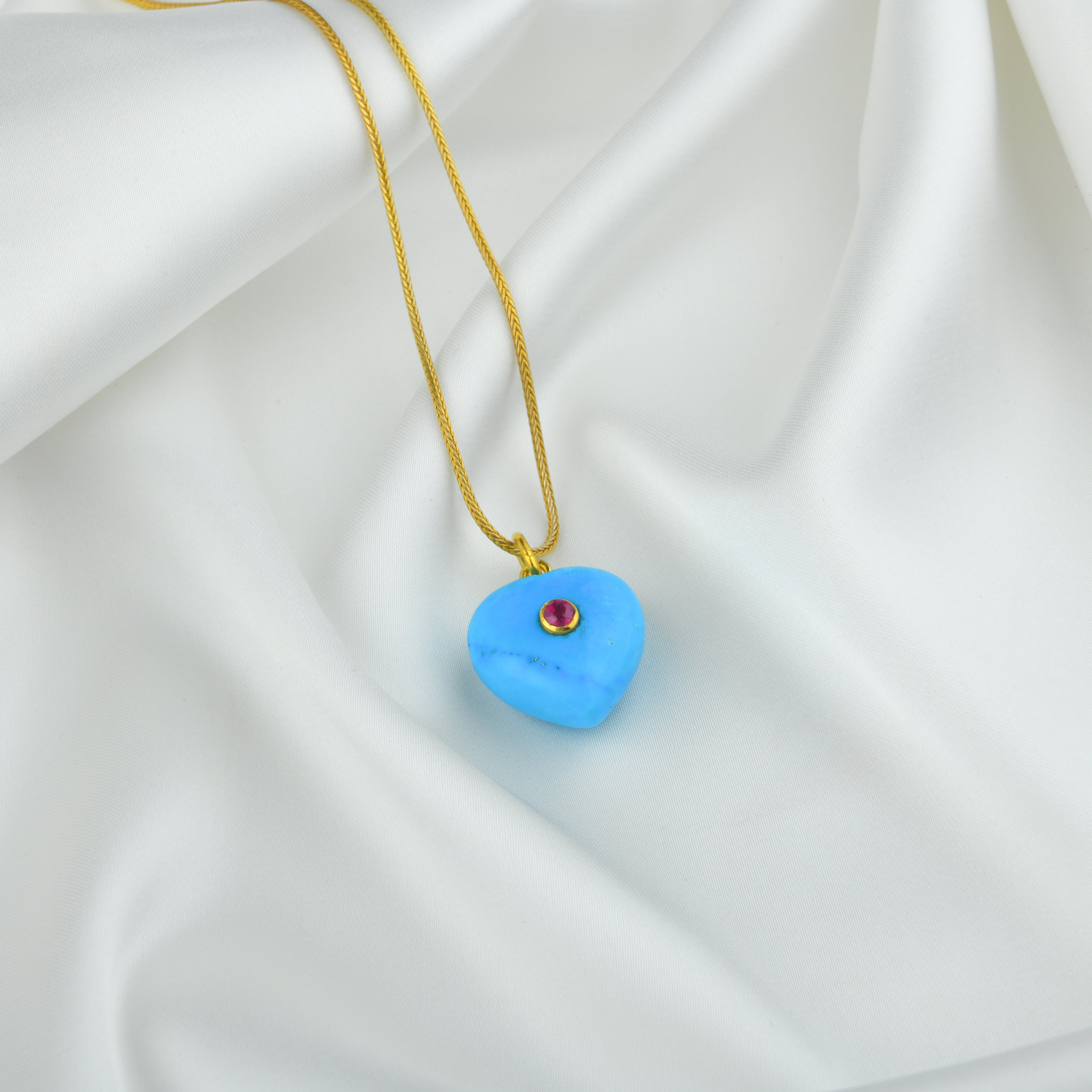 Evil Eye Turquoise Heart Pendant
